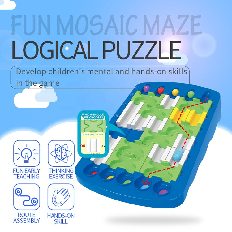 IQ Logical Route Puzzle Bead Mind Training Run Race Track 60 Challenges Brain Intellectual Toy for Children Maze Ball Board Game