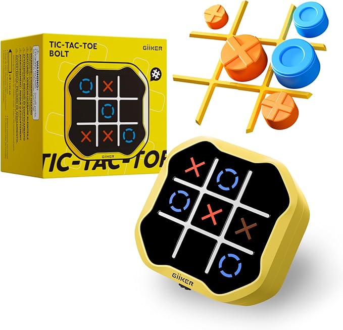 Tic-Tac-Toe Bolt Game, 3-in-1 Handheld Puzzle Games Console, Multi-mode Fight Logical Thinking Exercise Educational Game Toy Gift for Kid, Electronic Tic-Tac-Toe Game for Educational and Memory Growth, Infinite Tic-Tac-Toe Board Games for Ages 3+