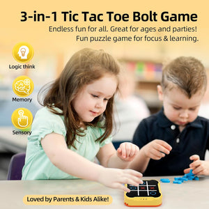 Tic-Tac-Toe Bolt Game, 3-in-1 Handheld Puzzle Games Console, Multi-mode Fight Logical Thinking Exercise Educational Game Toy Gift for Kid, Electronic Tic-Tac-Toe Game for Educational and Memory Growth, Infinite Tic-Tac-Toe Board Games for Ages 3+