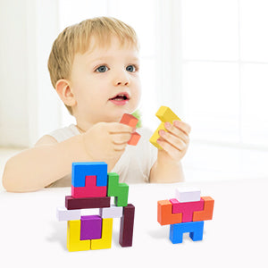 Wooden Puzzles Blocks Brain Teasers Logic Games for Classroom & Party Times,Jigsaw Puzzle Intelligence STEM Montessori Educatioanl IQ Toys Games for Kids Boys Girls Ages 3+