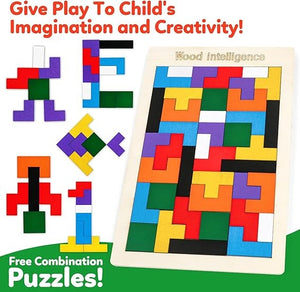 Wooden Puzzles Blocks Brain Teasers Logic Games for Classroom & Party Times,Jigsaw Puzzle Intelligence STEM Montessori Educatioanl IQ Toys Games for Kids Boys Girls Ages 3+